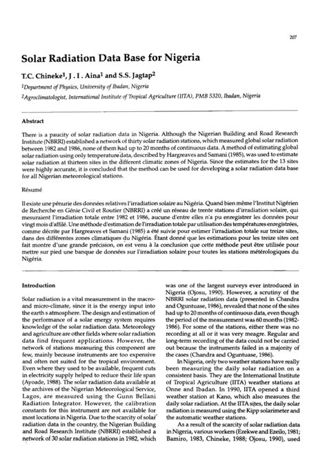 (PDF) Solar Radiation Data Base for Nigeria - wintechmobiles.com