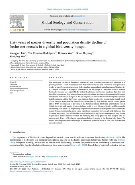 (PDF) Species Diversity and Modification in Freshwater … - raincitystudios.com