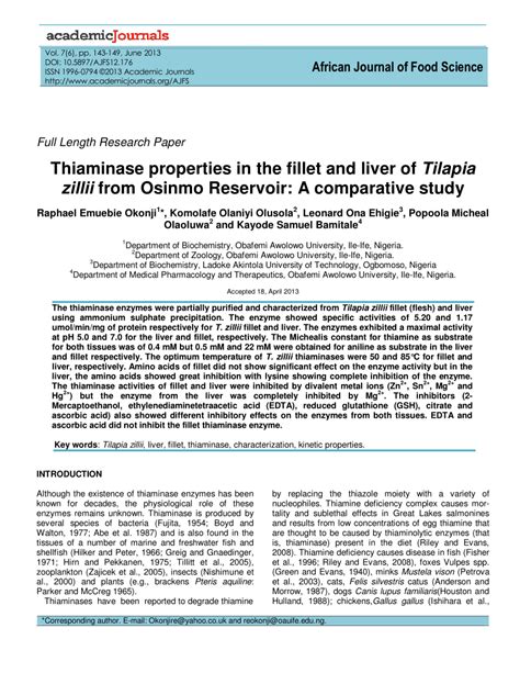 (PDF) STUDIES ON THIAMINASE - ResearchGate