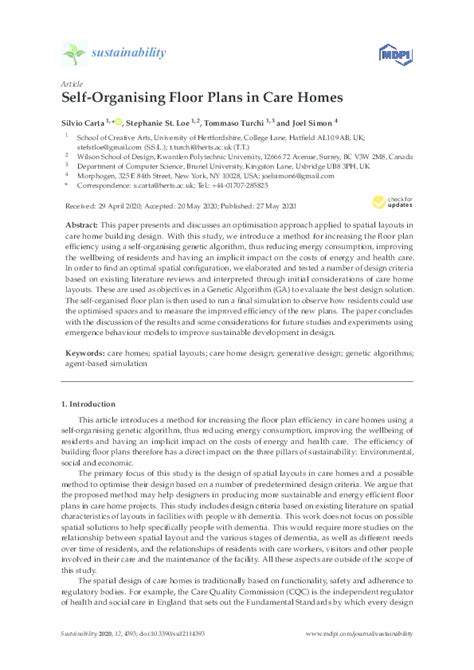 (PDF) Self-Organising Floor Plans in Care Homes