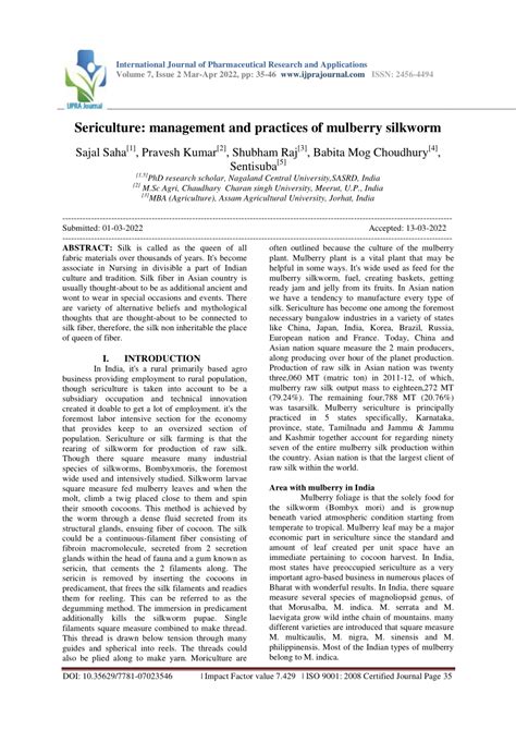 (PDF) Sericulture: management and practices of mulberry silkworm