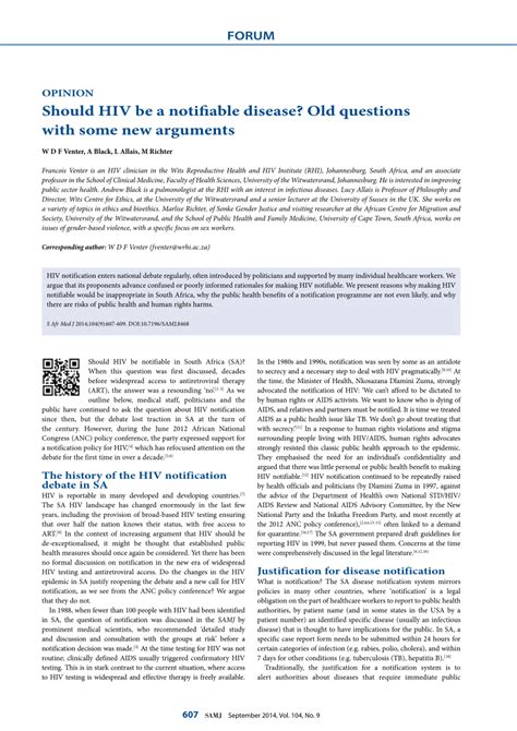 (PDF) Should HIV be a notifiable disease? Old questions