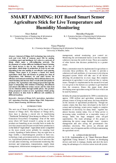 (PDF) Smart farming: IoT based smart sensors agriculture stick for live