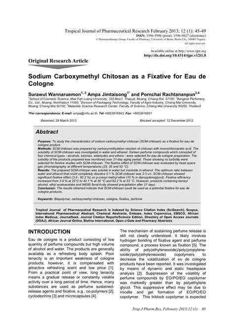 (PDF) Sodium Carboxymethyl Chitosan as a Fixative