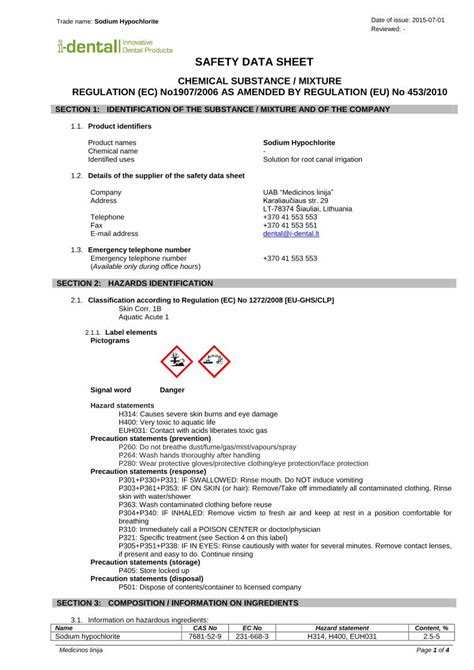 (PDF) Sodium Hypochlorite SDS Apr 2016...Safety Data Sheet Sodium