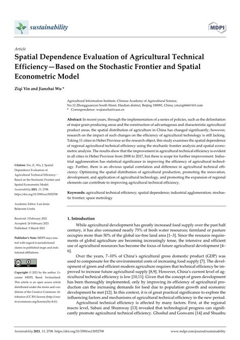 (PDF) Spatial Dependence Evaluation of Agricultural Technical ...