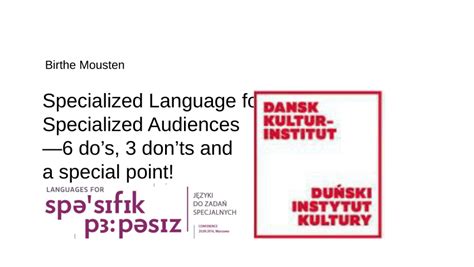 (PDF) Specialized Language for Specialized Audiences—6 Do’s, 3 …