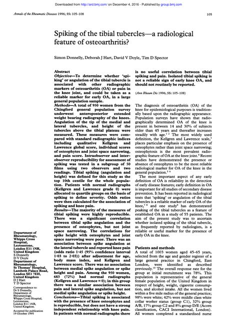 (PDF) Spiking of the tibial tubercles - A radiological feature of ...