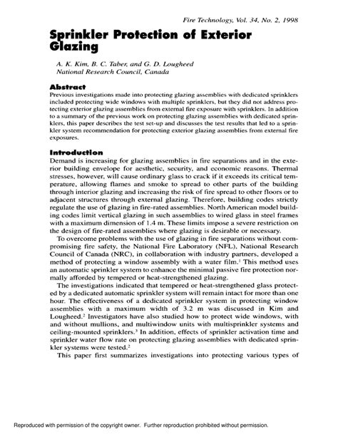 (PDF) Sprinkler Protection of Exterior Glazing - ResearchGate