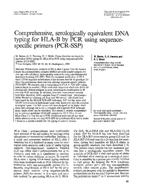 (PDF) Study of Selected HLA-A and-B Antigens by PCR-SSP …