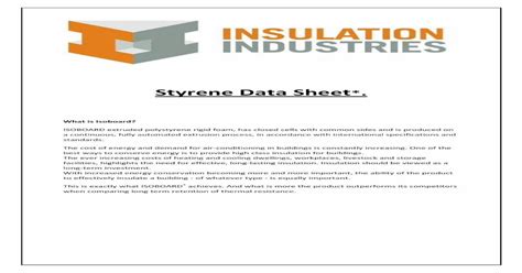 (PDF) Styrene Data Sheet Insind Home Data Sheet*. What is Isoboard