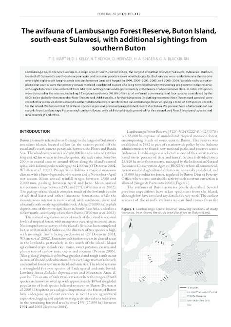 (PDF) The avifauna of the Lambusango Forest Reserve, Buton Island ... - raincitystudios.com