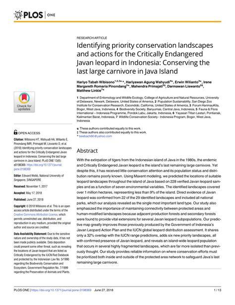 (PDF) The current conservation status of Javan leopard - raincitystudios.com