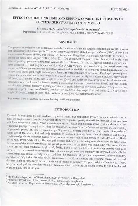 (PDF) THE EFFECT OF GRAFTING TIME AND … - raincitystudios.com