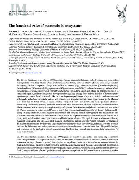 (PDF) The functional roles of mammals in ecosystems - raincitystudios.com