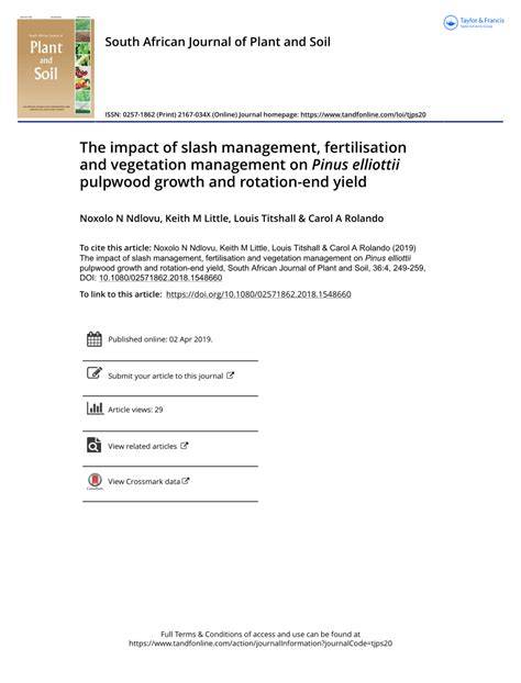 (PDF) The impact of slash management, fertilisation … - raincitystudios.com
