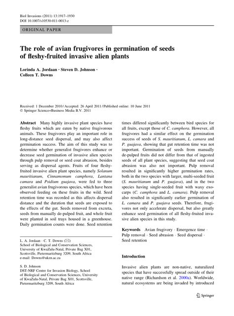 (PDF) The role of avian frugivores in germination of … - raincitystudios.com