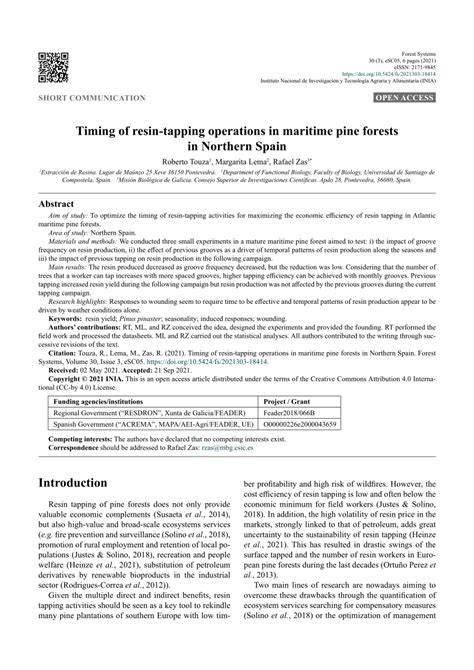 (PDF) Timing of resin-tapping operations in maritime … - raincitystudios.com