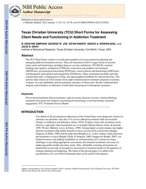 (PDF) Texas Christian University (TCU) Short Forms for