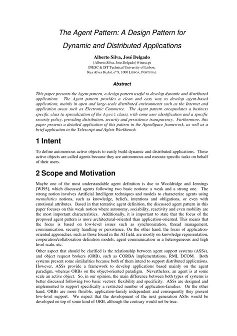 (PDF) The Agent Pattern A Design Pattern for Dynamic and Distributed