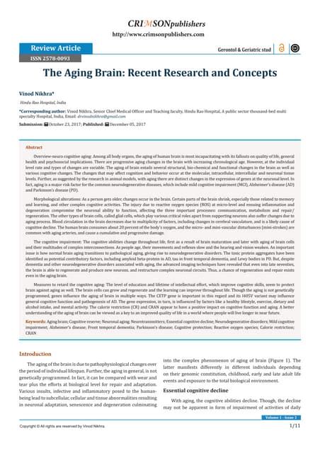 (PDF) The Aging Brain : Recent Research and Concepts