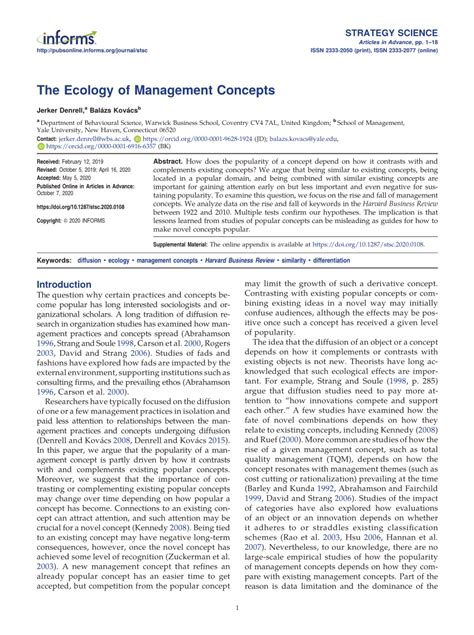 (PDF) The Ecology of Management Concepts