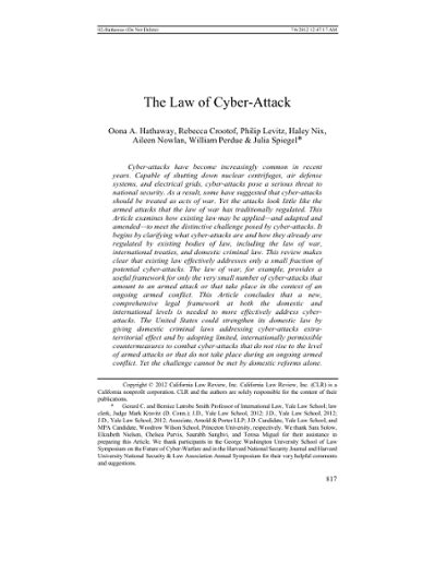 (PDF) The Law of Cyber-Attack - ResearchGate