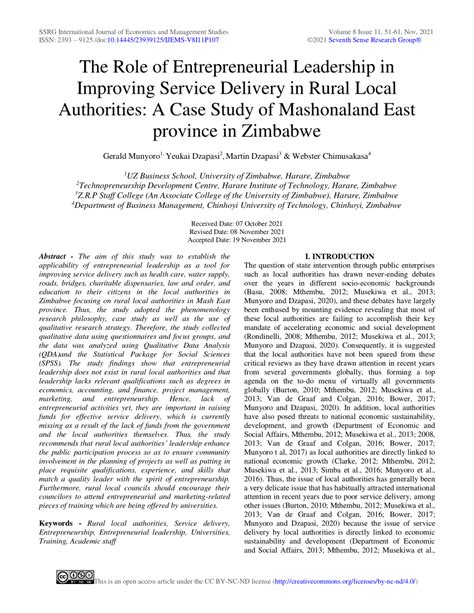 (PDF) The Role of Entrepreneurial Leadership in Improving Service ...