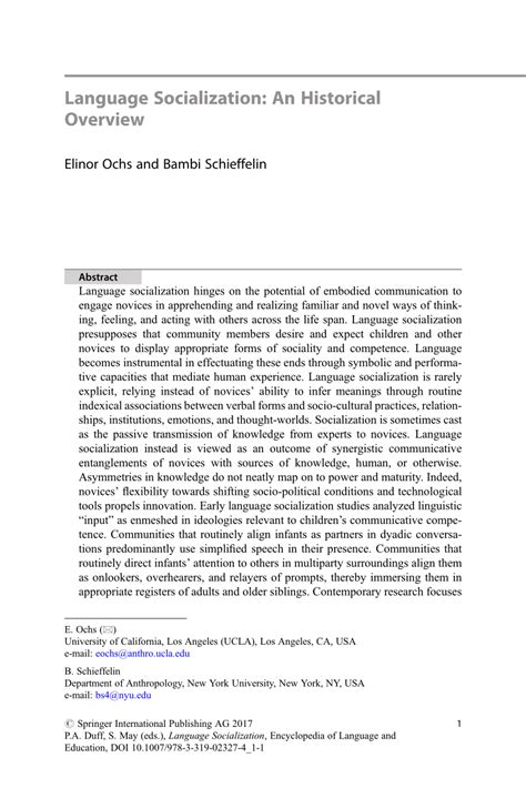 (PDF) The Theory of Language Socialization