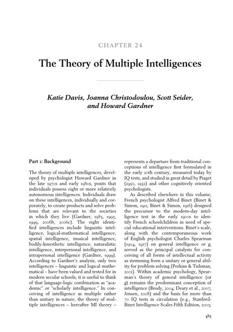 (PDF) The Theory of Multiple Intelligences ResearchGate. 