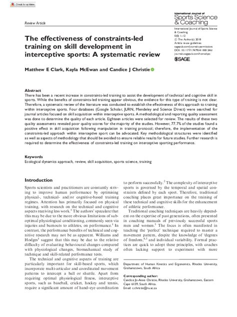 (PDF) The effectiveness of constraints-led training on skill ...