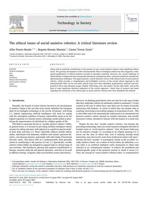 (PDF) The ethical issues of social assistive robotics: A …