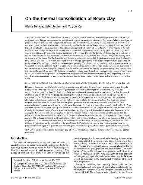 (PDF) The thermal consolidation of Boom clay - ResearchGate