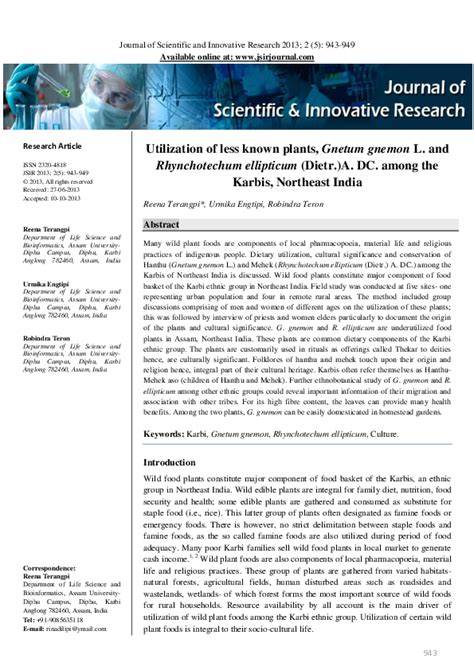 (PDF) Utilization of less known plants, Gnetum gnemon L. and ... - raincitystudios.com