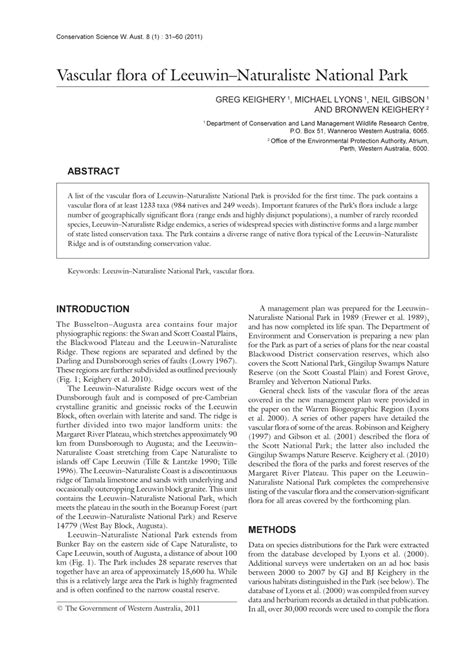 (PDF) Vascular flora of Leeuwin-Naturaliste National Park