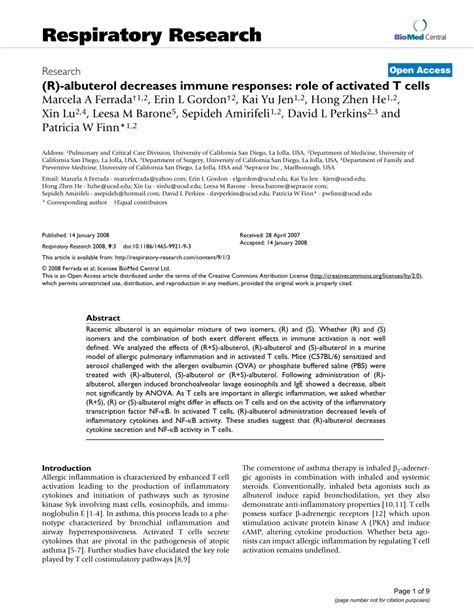 (R)-albuterol decreases immune responses: role of …