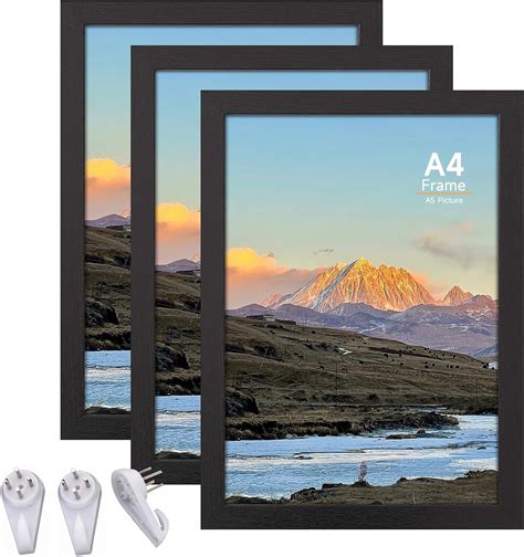 (Set of 3) A4 Black Photo Frames with Acrylic Glass Front – Sleek ... - balustradellc