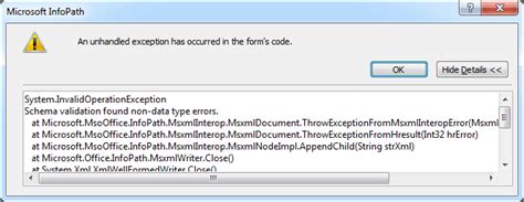 (Schema validation found non-datatype errors) error when opening …