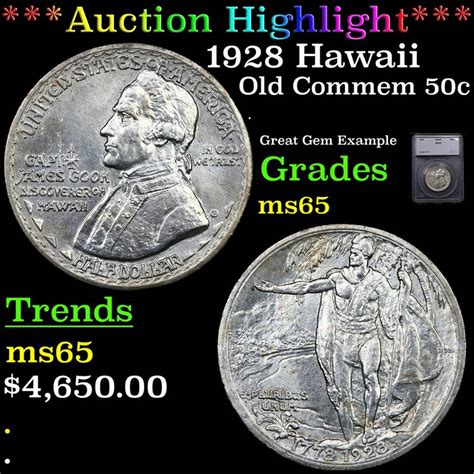 ***Auction Highlight*** 1928 Hawaii Old Commem Half Dollar 50c …