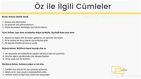 öz ile ilgili cümleler