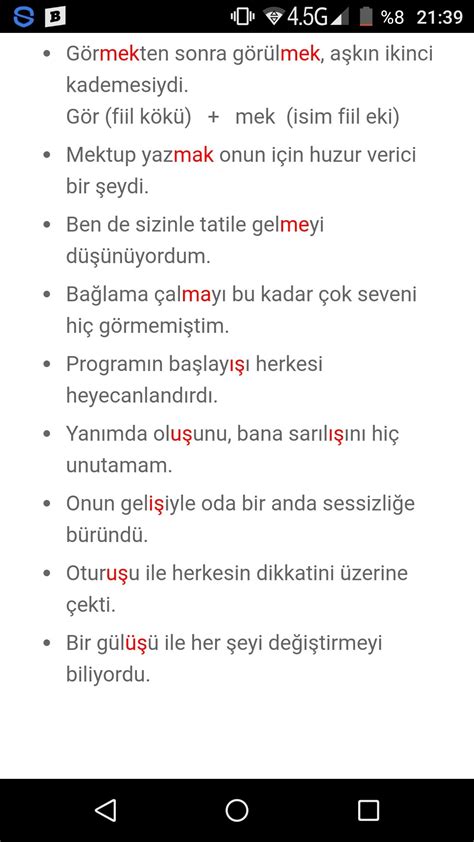 10 tane isim fiil cümlesi