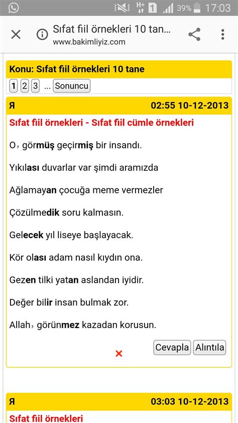 10 tane isim fiil cümlesi