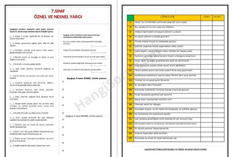 7. sınıf türkçe öznel nesnel test çöz