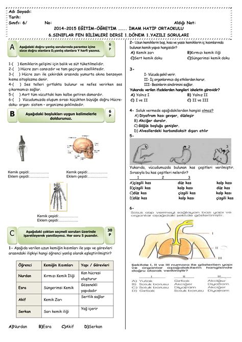 8. sınıf fen konuları test