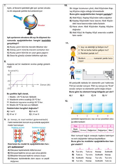 8.sınıf fen test çöz