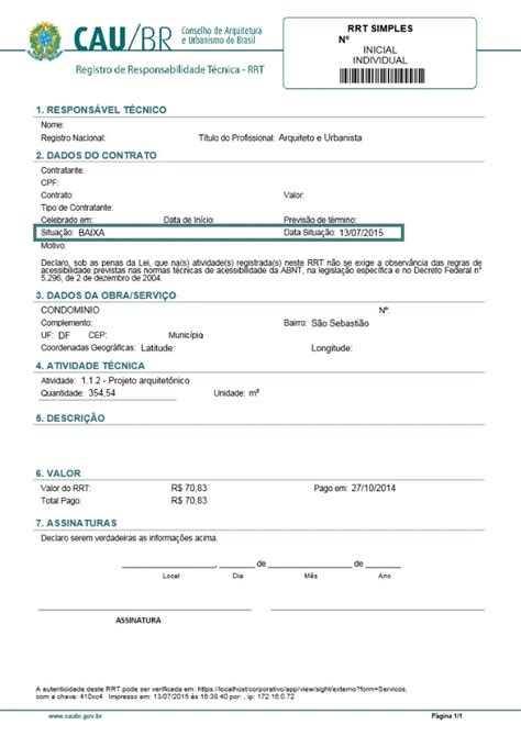 a taxa de registro de responsabilidade técnica2017 cau am