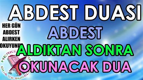 abdest tutmak için dua