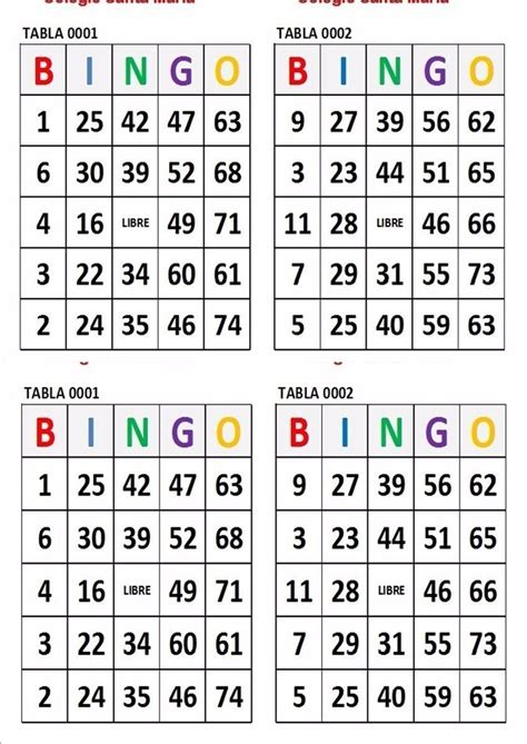 cartela de bingo ate 20