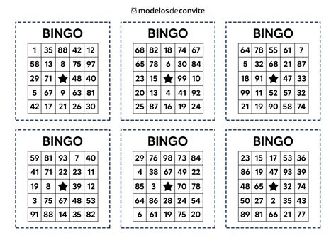 cartela de bingo ate 20