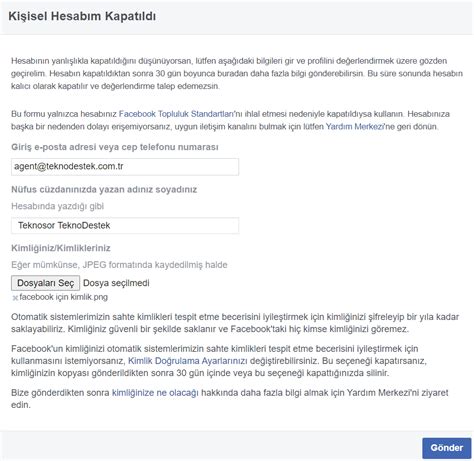 facebook kısıtlama itiraz